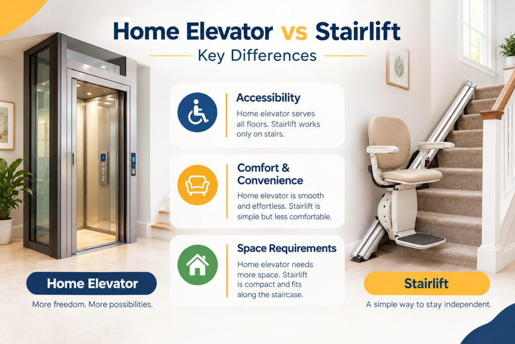 Home Elevator vs Stairlift: Key Differences